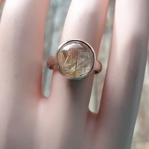 Golden Tourmalated Quartz Ring and Earrings - Picture 9 of 13